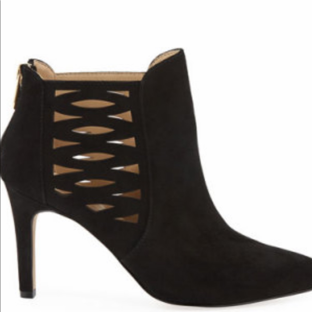Adrienne Vittadini Blk Suede Booties, Sz 10m. Nib